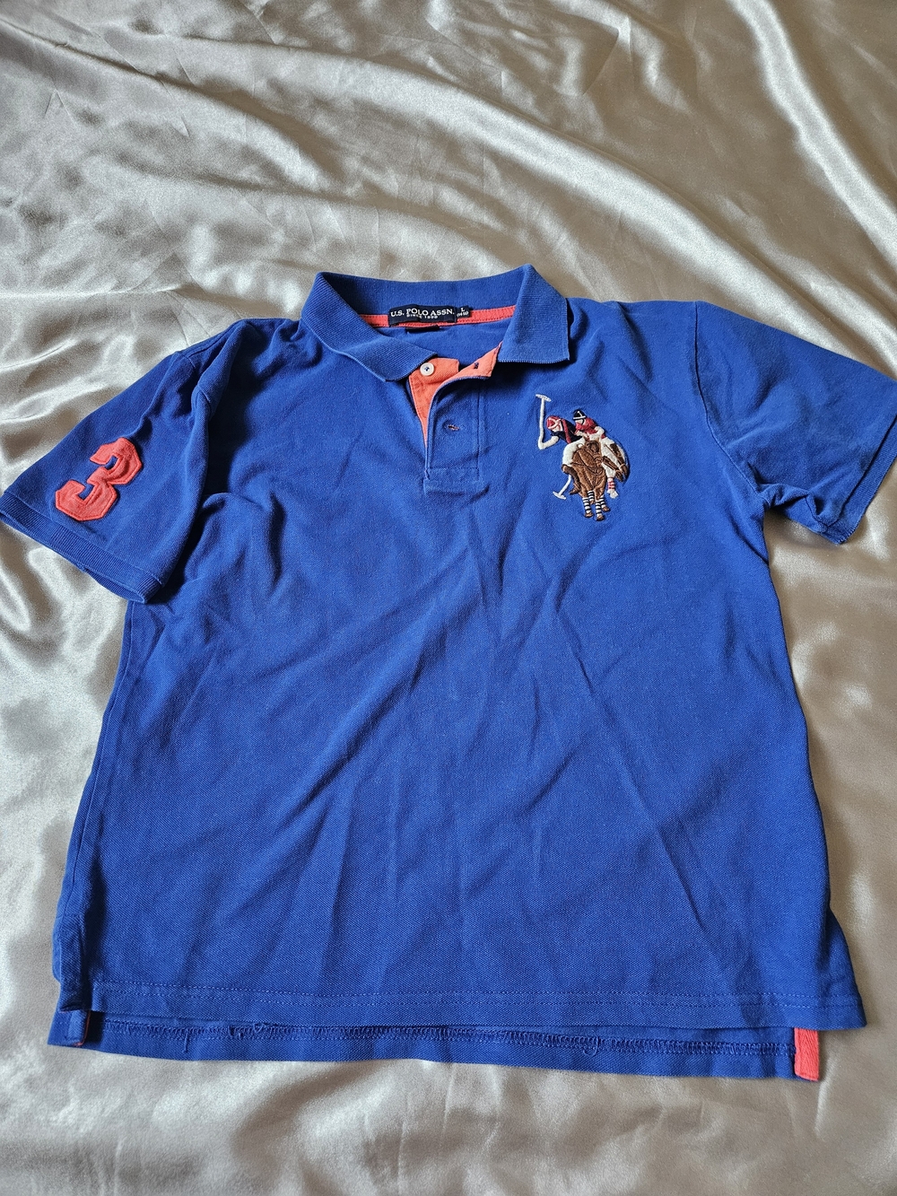 U.S. Polo Assn. Royal Blue Polo with Coral Accents